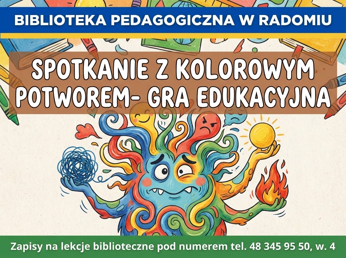 infografika: gra edukacyjna: Spotkanie z kolorowym potworem.