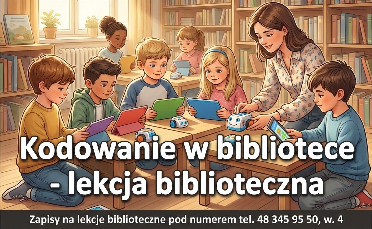 infografika: lekcja biblioteczna- kodowanie w bibliotece