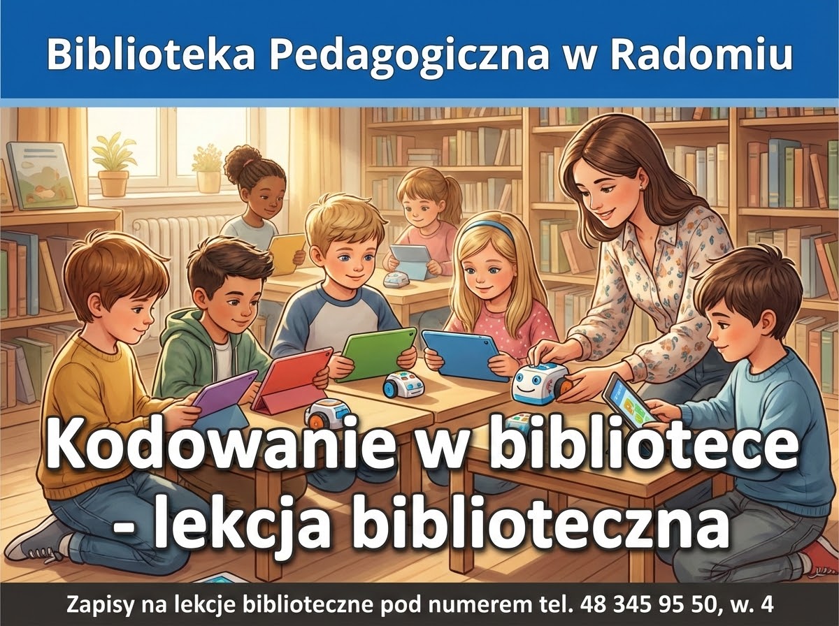 infografika: lekcja biblioteczna- kodowanie w bibliotece