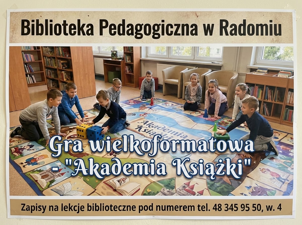 infografika: gra wielkoformatowa: Akademia ksiązki.