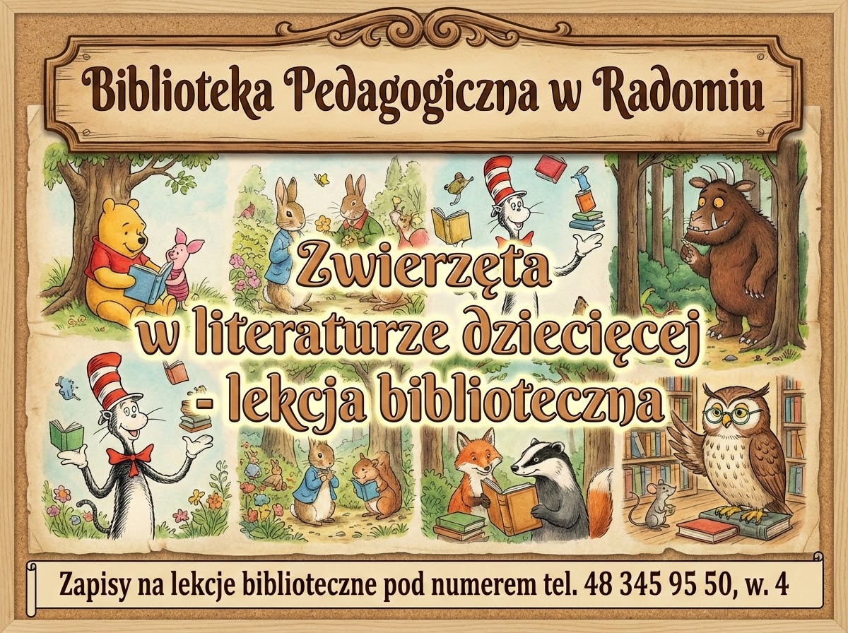 infografika: Zwierzęta w literaturze dziecięcej - lekcja biblioteczna.