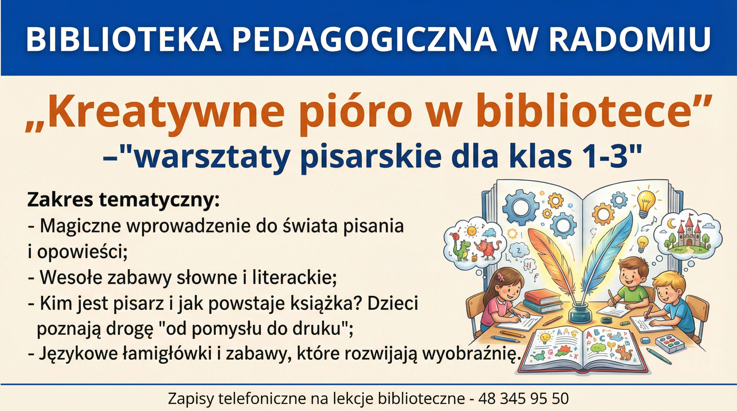 Infografika: warsztaty -Kreatywne pióro w bibliotece 1-3