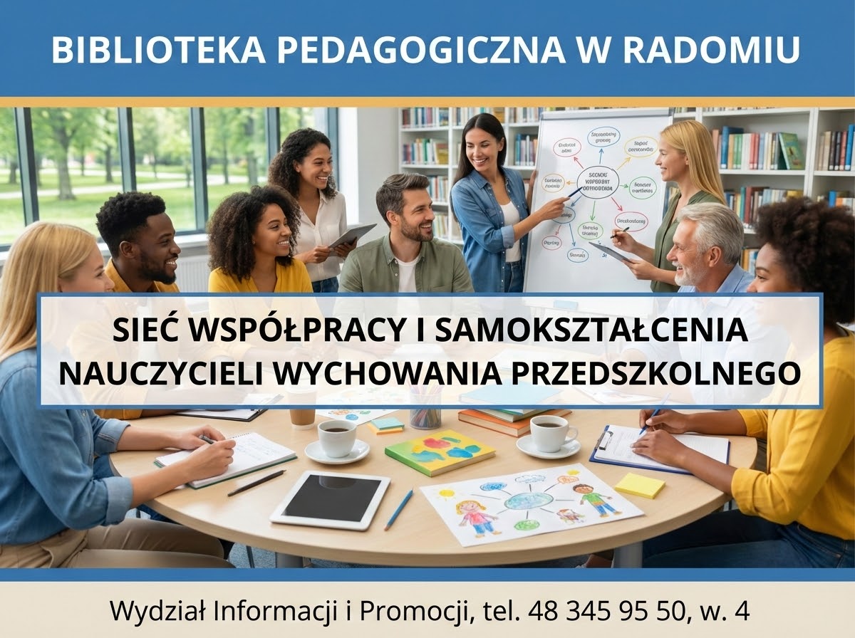 infografika: sieć współpracy i samokształcenia nauczycieli wychowania przedszkolnego.