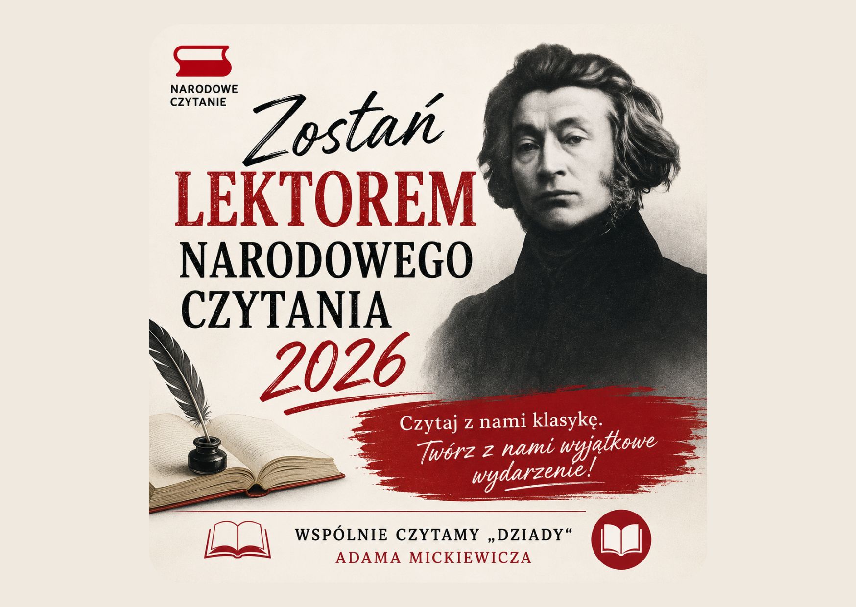 Zostań lektorem Narodowego Czytania 2026. Wspólnie czytamy 