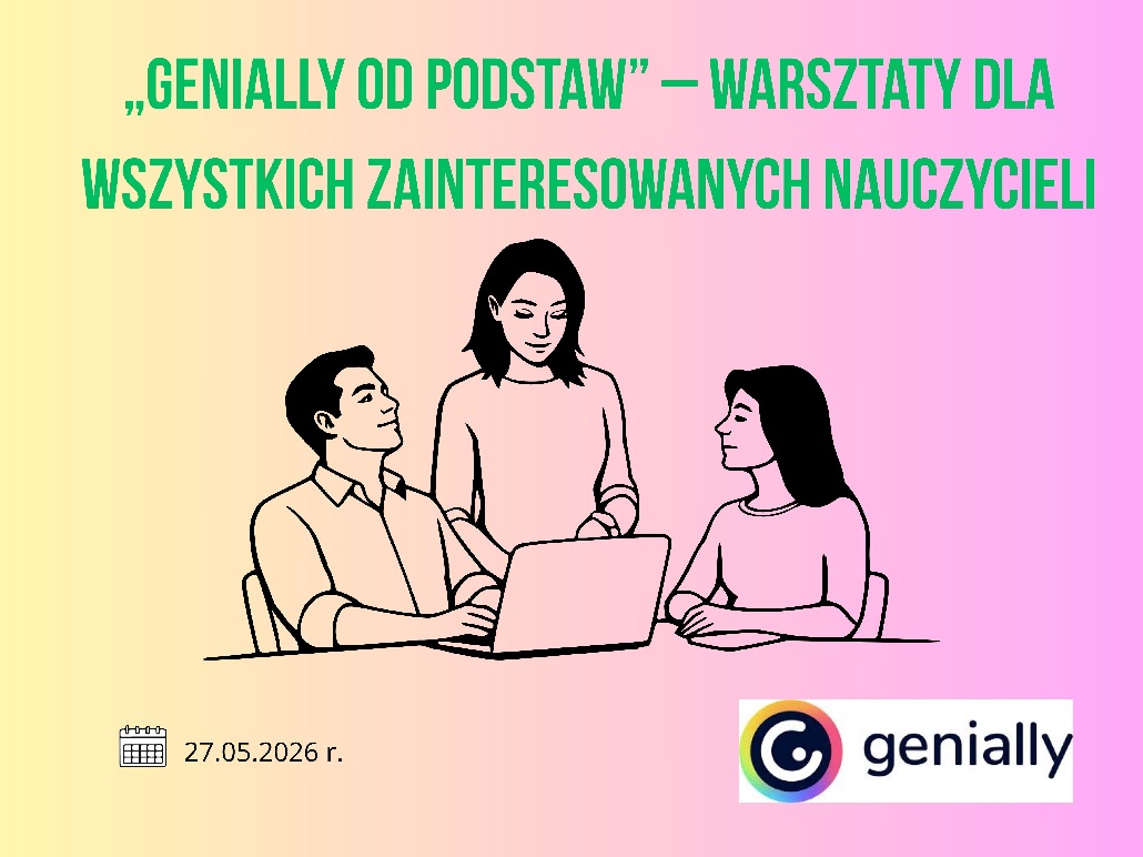 Genially - plakat promujący warsztaty dla nauczycieli